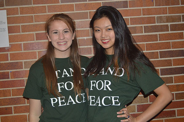 Smile for STAND: Posing following the clubs 2015-2016 yearbook photo, senior leaders Grace Kilpatrick and Kate Hegay prepare for the clubs at fundraising efforts  and programs. This marks the tenth year of the club at South.