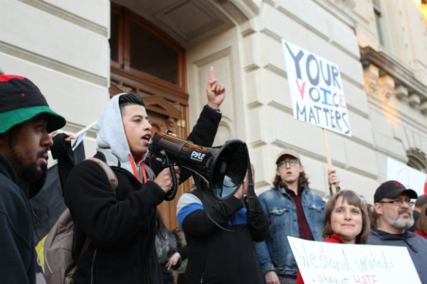 Indianapolis anti-Trump rally attracts diverse, divided audience