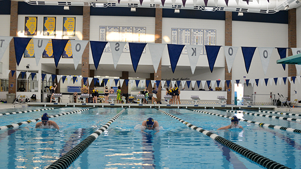 Diving In: Practicing at the South pool, girls’ swim and dive has not been allowed to travel for meets this year. Instead, they have been forced to compete virtually, with no semblance of whether or not they are ahead in the race.