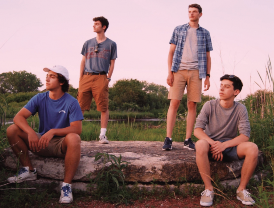 Band Brothers: Posing for a photoshoot over the summer, Livingroom Band works hard to keep playing music during the pandemic. With excitement, the band recently released their first EP, titled Honeybee. 