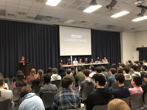 Amazing alumni: South STEM students attend the 2019 career panel to learn about different STEM career fields and jobs.