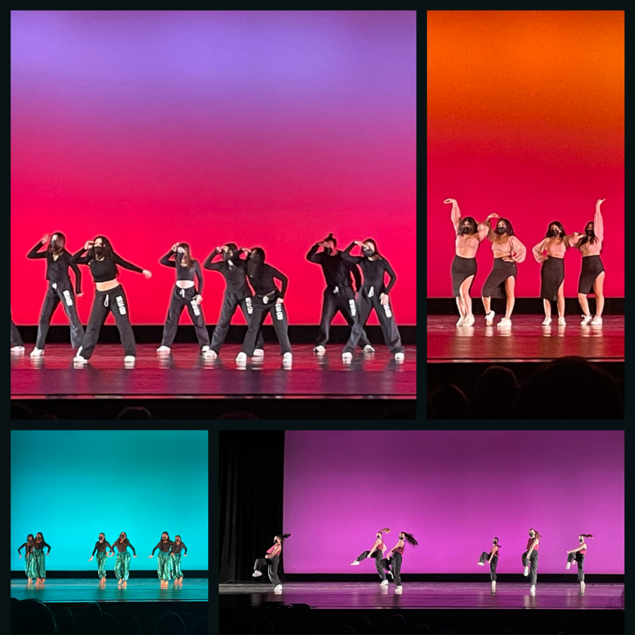 Dazzling dancers: Orchesis, De La Cru, Bhangra Beats, and Latino Heat perform in the 2021 Orchesis Dance Show. Photo credits: Tori Appel