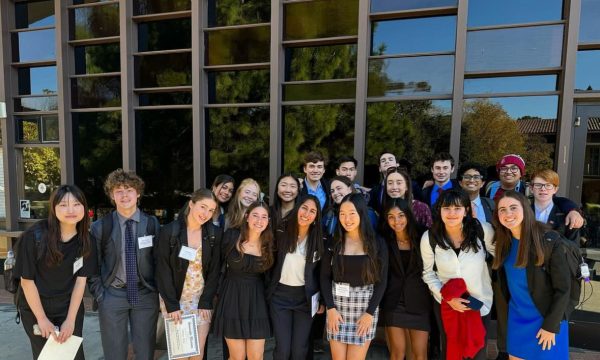 Model U.N. at Stanford: Souths Model U.N. team poses in front of Stanford Universitys Auditorium after the awards ceremony. Although they did not win Best Large Delegation, they enjoyed a weekend full of team bonding, great food, debating, and learning in the bright California sun. 