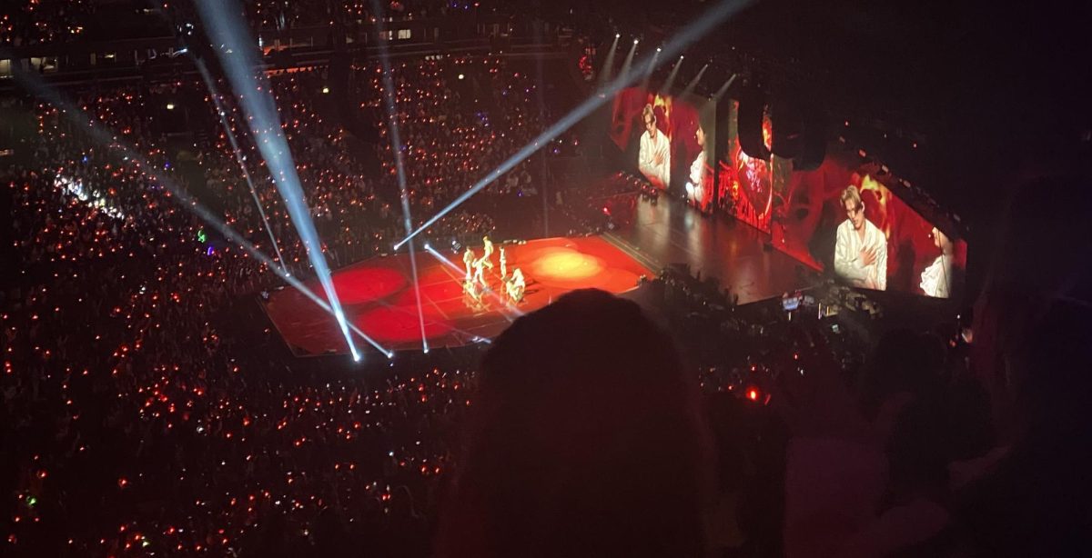 Nosebleed+View%3A+Enhypen+performs+at+their+concert+on+November+3%2C+2023%2C+at+the+United+Center.+Taken+from+junior+Esther+Kims+seat%2C+she+paid+over+%24100+for+her+view+of+the+stage.