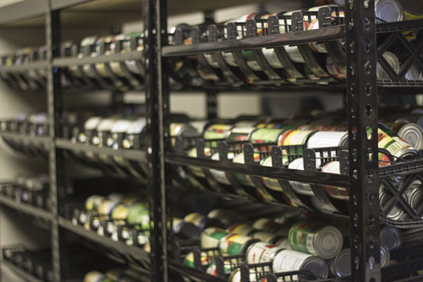 CANS IN DEMAND: Cans await consumers at the Northfield Township Food Pantry, which provides sustenance to around 538 families. 