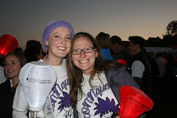 CELEBRATING CONNIE: Smiling at the camera, Connie Hoekstra and Deborah Stein, South’s Cure Club sponsor, participate in The Leukemia and Lymphoma Society’s annual “Light the Night Walk”. The duo pictured are just two members of the 200-plus that marched on with Connie’s team, CONNquer, on Sunday, Oct. 25 in order to raise money and awareness. 