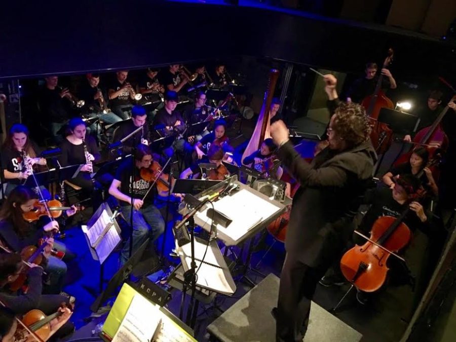 Conducting Kaplan: Performing music from the musical, Sweeney Todd, the orchestra for the All State Musical is led by Aaron Kaplan, Glenbrook Symphony Orchestra director. The orchestra contained students from South and schools across Illinois.