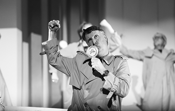 Forever a Titan:   Pumping his fist in the air during the teacher act in the 2017 Variety Show, Synchronicity, Jim Shellard, student activities director, dances in a way that exemplifies his comical personality. Shellard’s spirit and passion for the students and events of GBS will be remembered in the halls and in hearts far into his retirement.