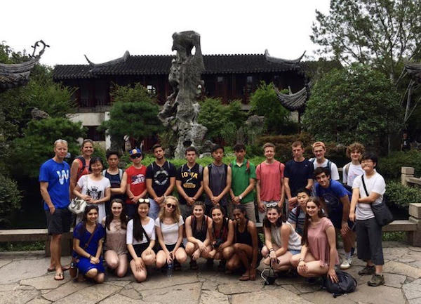 Group of Glenbrook Academy students pose in su Zhou.