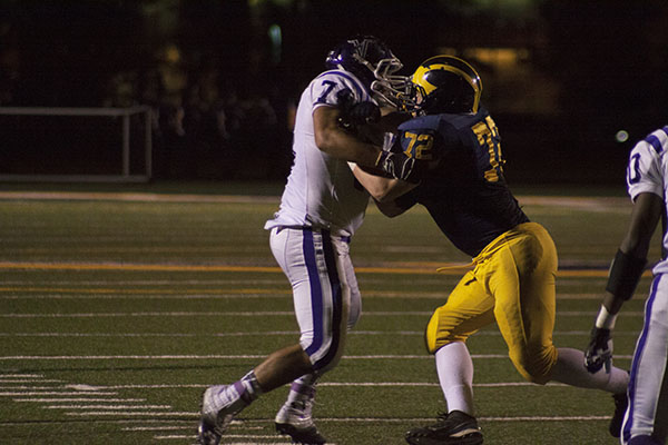 GBS football player makes contact with a player from the opposing team. Neither necessarily sustained a concussion from this play. 