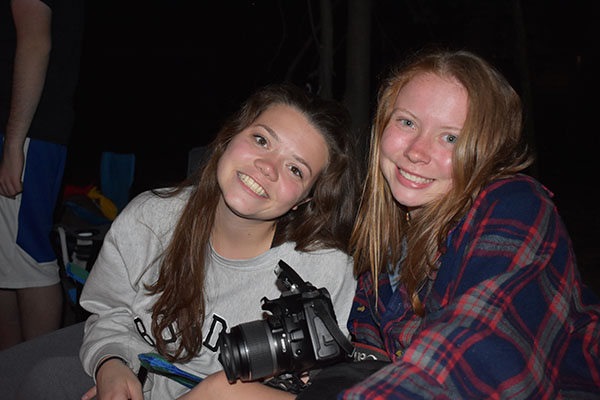 Senior Lily Smith and senior Emma Wills pose for a picture while working as camp counselors. 