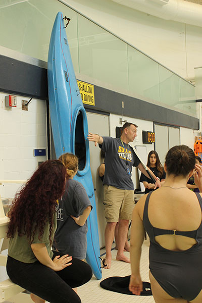 Amazing Adventurers:  Teaching his Adventure Education class, Monahan is teaching the Kayaking unit. Other units his class has done include outdoor cooking, team building activities and rock climbing. 