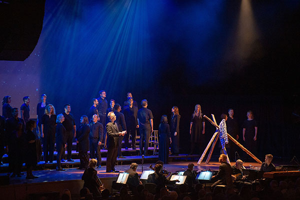 Solemn singing: Singing on Ravinia’s stage, Conspirare performs the song “The Fence (That Night)” about the night Matthew Shepard spent the last hours of his life tied to a fence. South’s Chambers Singers performed soon after. Photo courtesy of Ravinia
