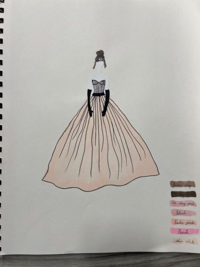 Trusting the Process: Nicky envisions a dress design for one of his fashion class projects.