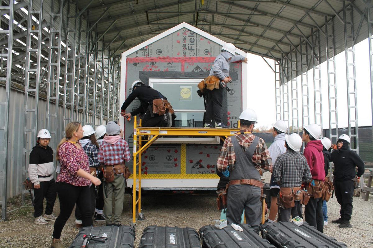 Group Effort: Geometry in construction students work together on their tiny home, which is aiming to be finished at the end of the 2024/2025 school year. The Geometry class places a strong emphasis on teamwork and collaboration, Frydman said.