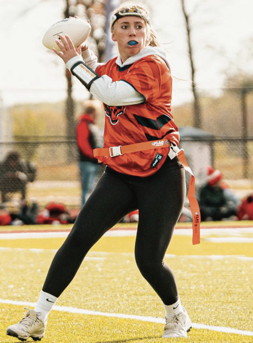 REGIONAL CHAMPS: Freshman Jilly Kramme, Chicago Titans quarterback, played at the regional flag football tournament on Oct. 25, which the Chicago Titans won, winning every game they played. The team is made up of mostly South students. 