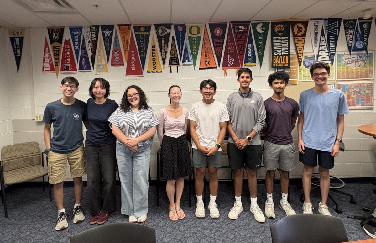 From left to right, seniors David Schleicher, Megan Tan, Shayna Fitzershtein, Alice Schleicher, Josh Ku, Rajan Shah, Daniel Mathew, and Nico Bobis are the eight South students selected as National Merit Semifinalists. 